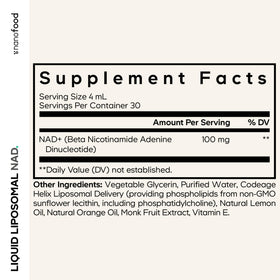 Codeage Nanofood NAD Liquide 100mg étiquette avec mention citron