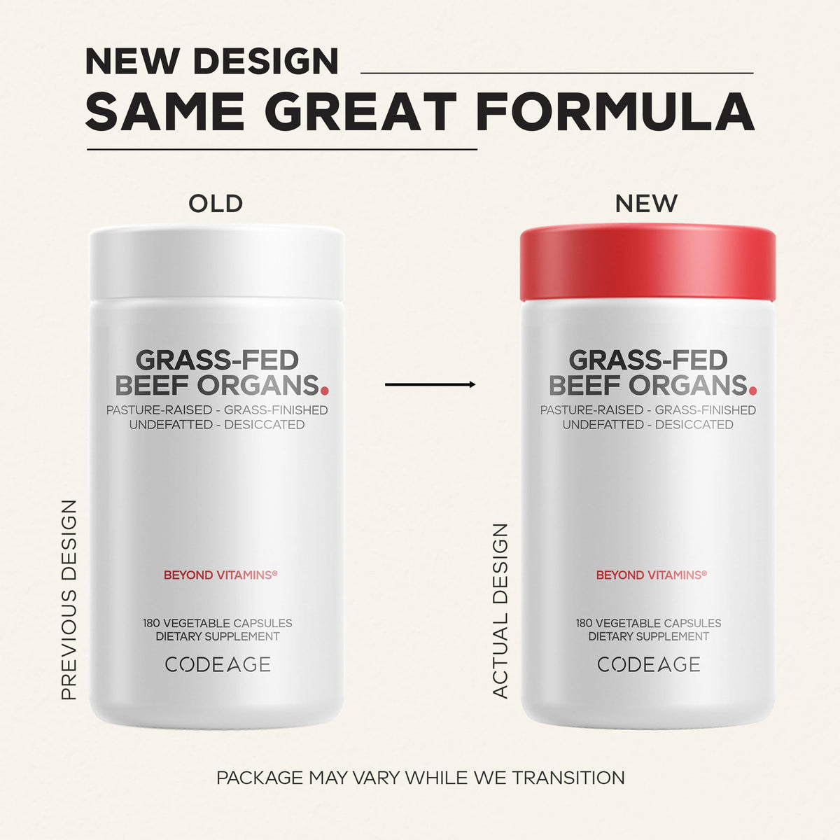 Codeage Organes de Bœuf capsules sur fond blanc