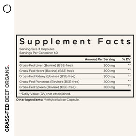 Codeage Organes de Bœuf flacon avec capsules