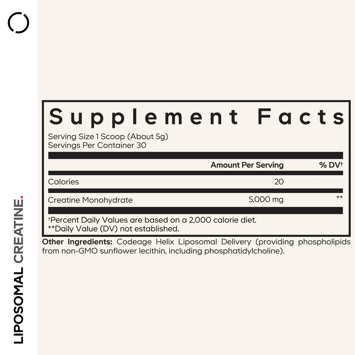 Codeage Poudre de Créatine Monohydrate Liposomale 5000 mg contenant ouvert