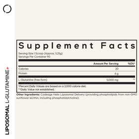 Codeage Poudre de L-Glutamine Liposomale 5000mg contenant ouvert