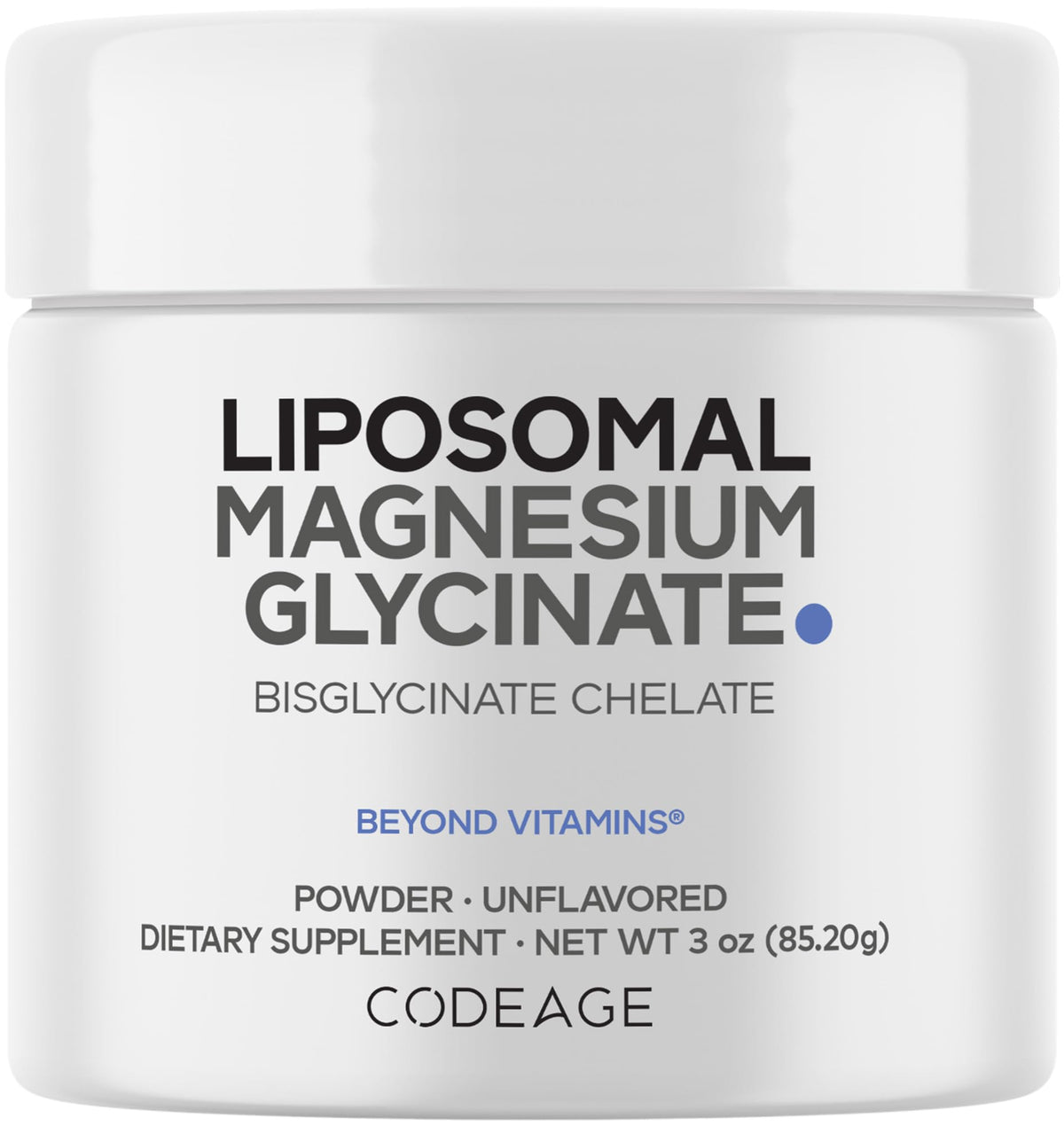 Codeage Poudre de Magnésium Liposomal Bisglycinate 158g vue de face
