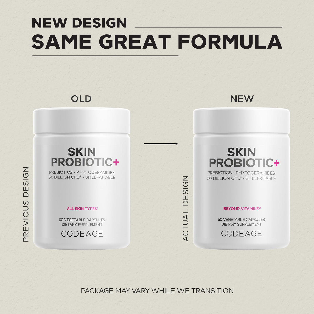 Codeage Probiotiques de Peau 60 capsules côté