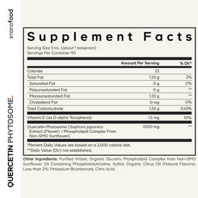 Codeage Quercétine Liquide 1000 mg Phytosome étiquette et dosage