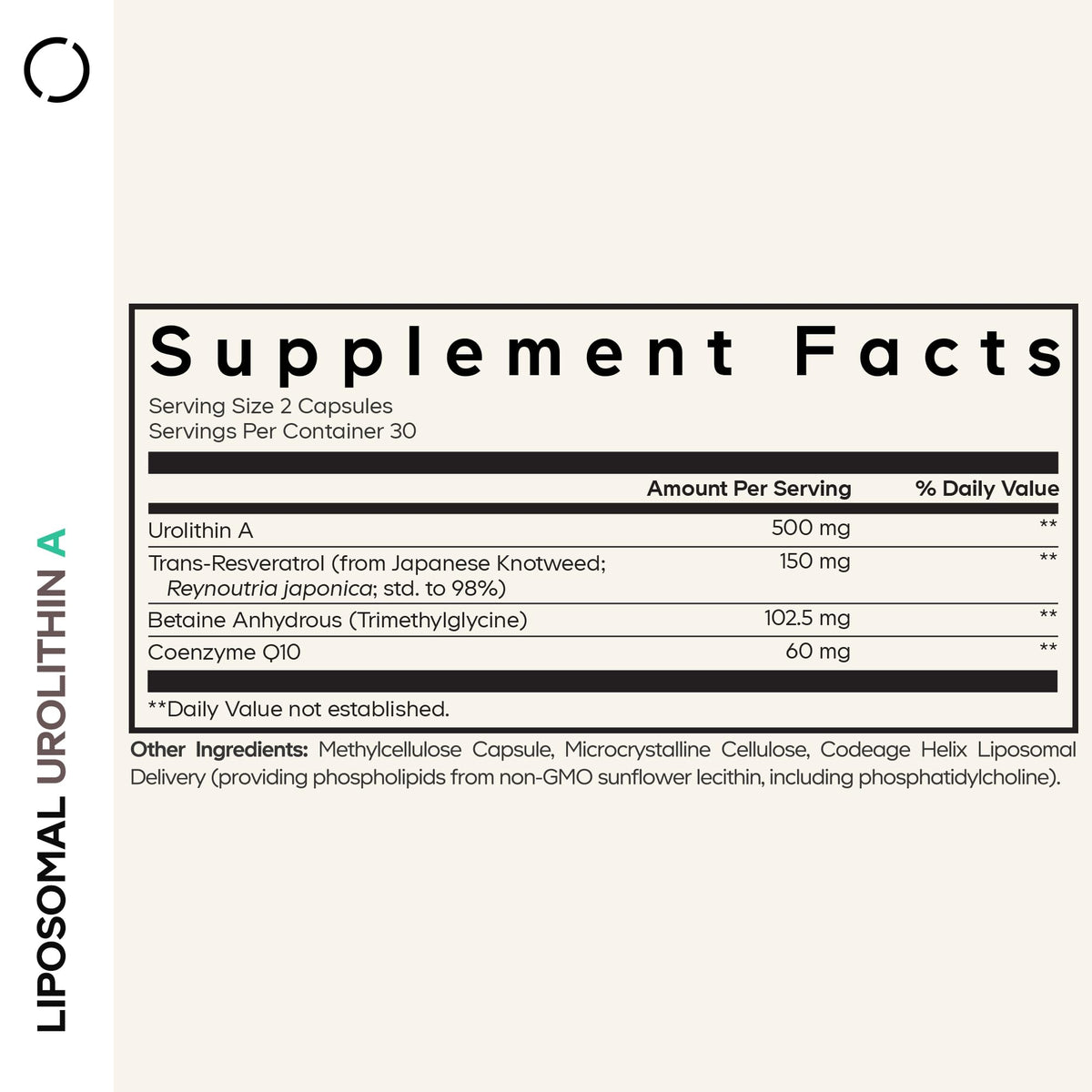 Codeage Urolithin A 500mg capsules avec étiquette