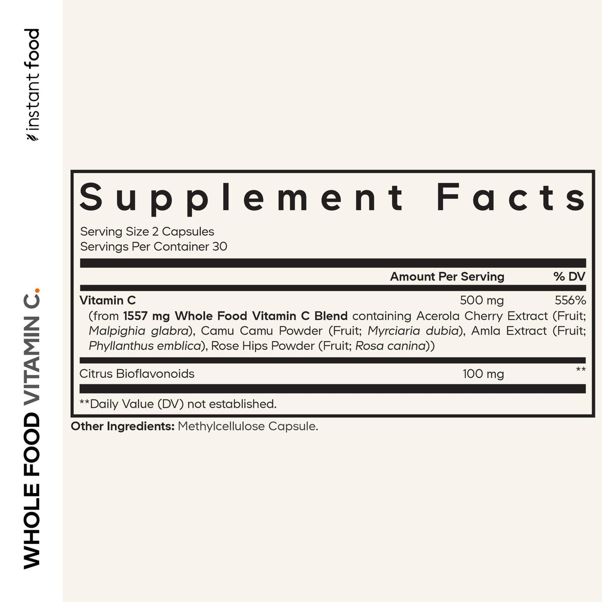 Codeage Vitamine C 500mg 60 Capsules - vue de dos