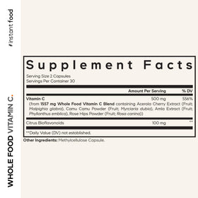Codeage Vitamine C 500mg 60 Capsules - vue de dos