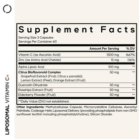 Codeage Vitamine C Liposomale 1500mg côté de l'emballage