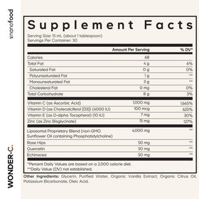 Codeage Vitamine C Liposomale Liquide 1000mg étiquette arrière