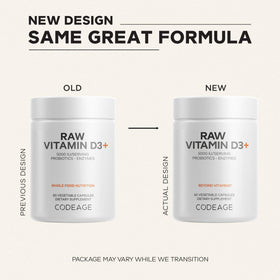 Codeage Vitamine D3+ 5000 IU 60 capsules avec étiquette