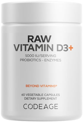 Codeage Vitamine D3+ 5000 IU 60 capsules vue avant