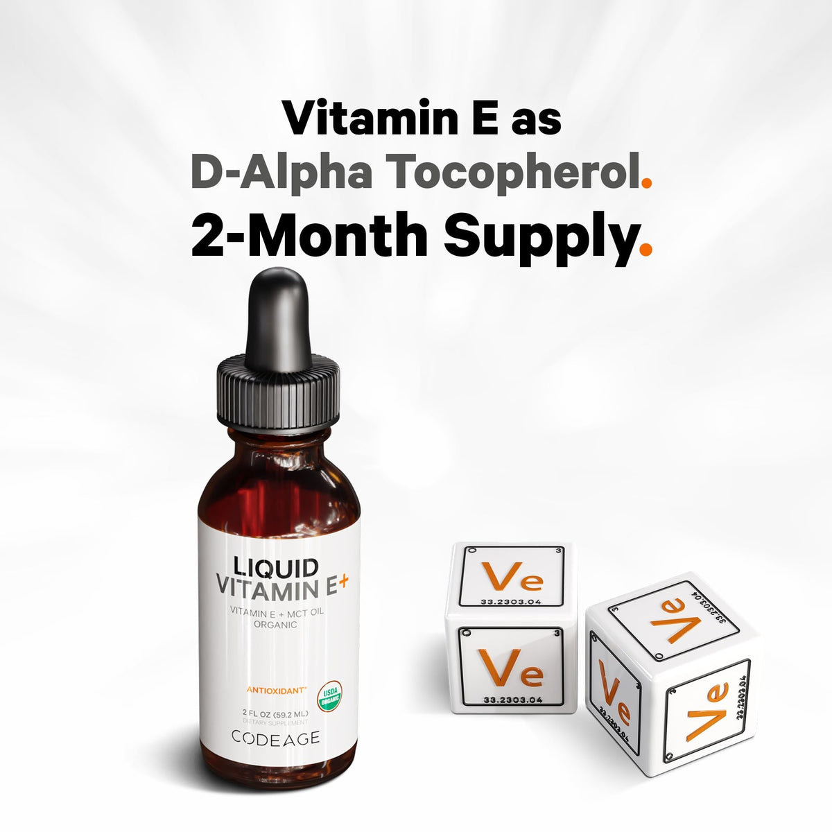 Codeage Vitamine E Liquide Bio gouttes dans un verre
