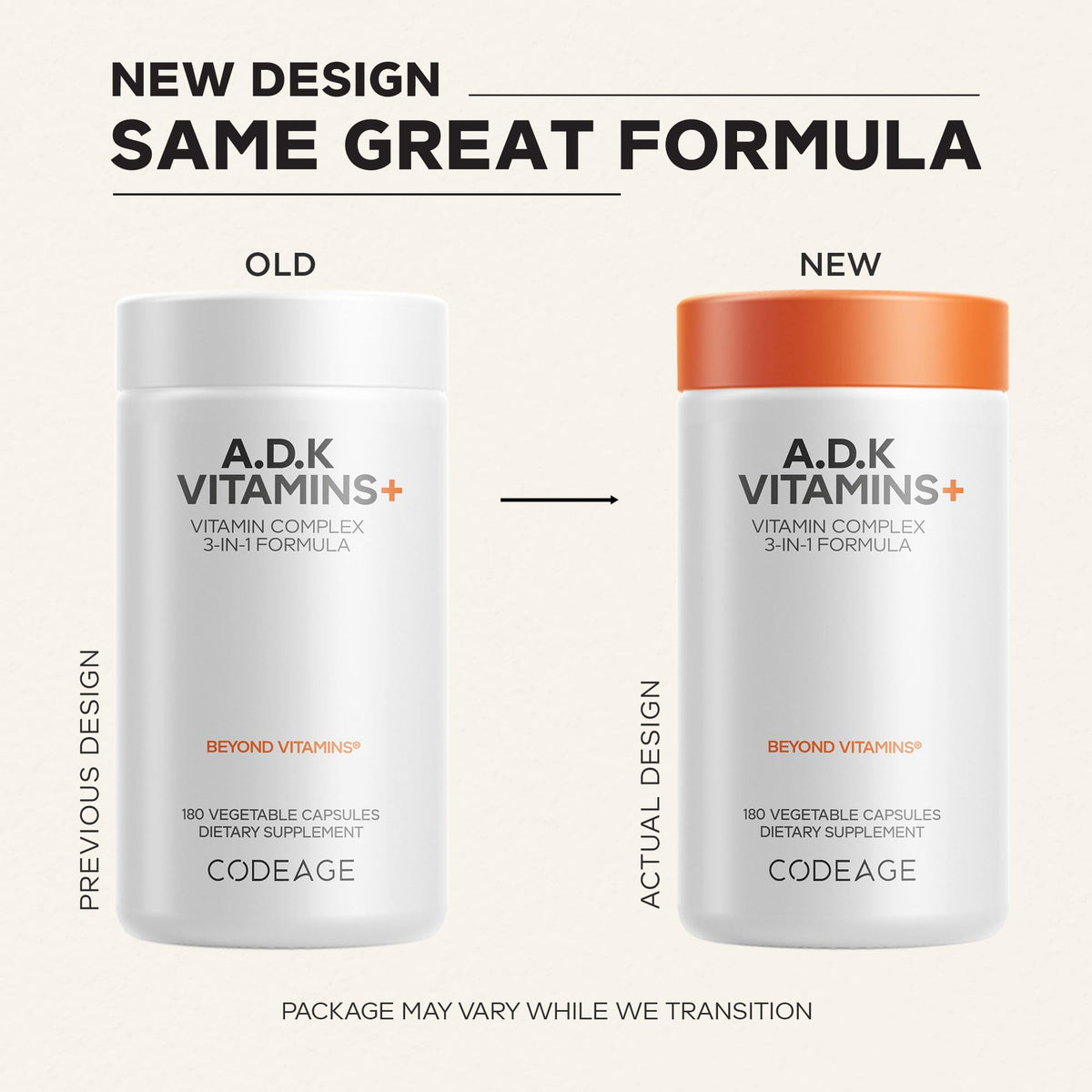 Codeage Vitamines ADK bouteille avec étiquette