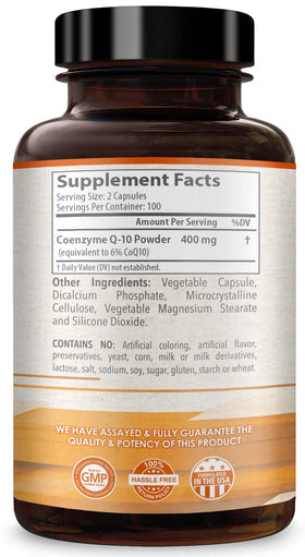 Coenzyme Q10 200mg HealthyWayRx capsule ouverte avec poudre