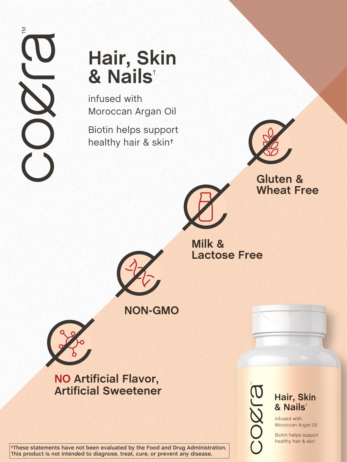 Coera Complément Alimentaire Cheveux, Peau & Ongles sur un fond blanc