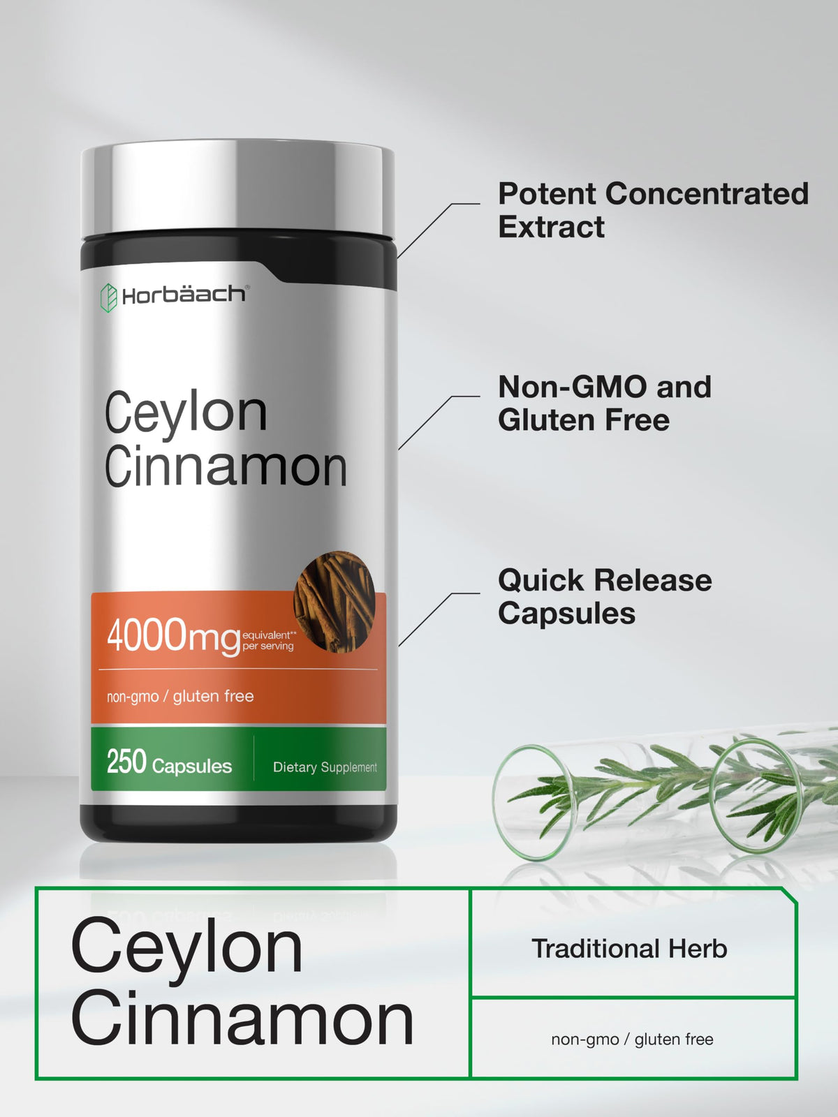 Coffret Horbäach Capsules de Cannelle de Ceylan avec dosage
