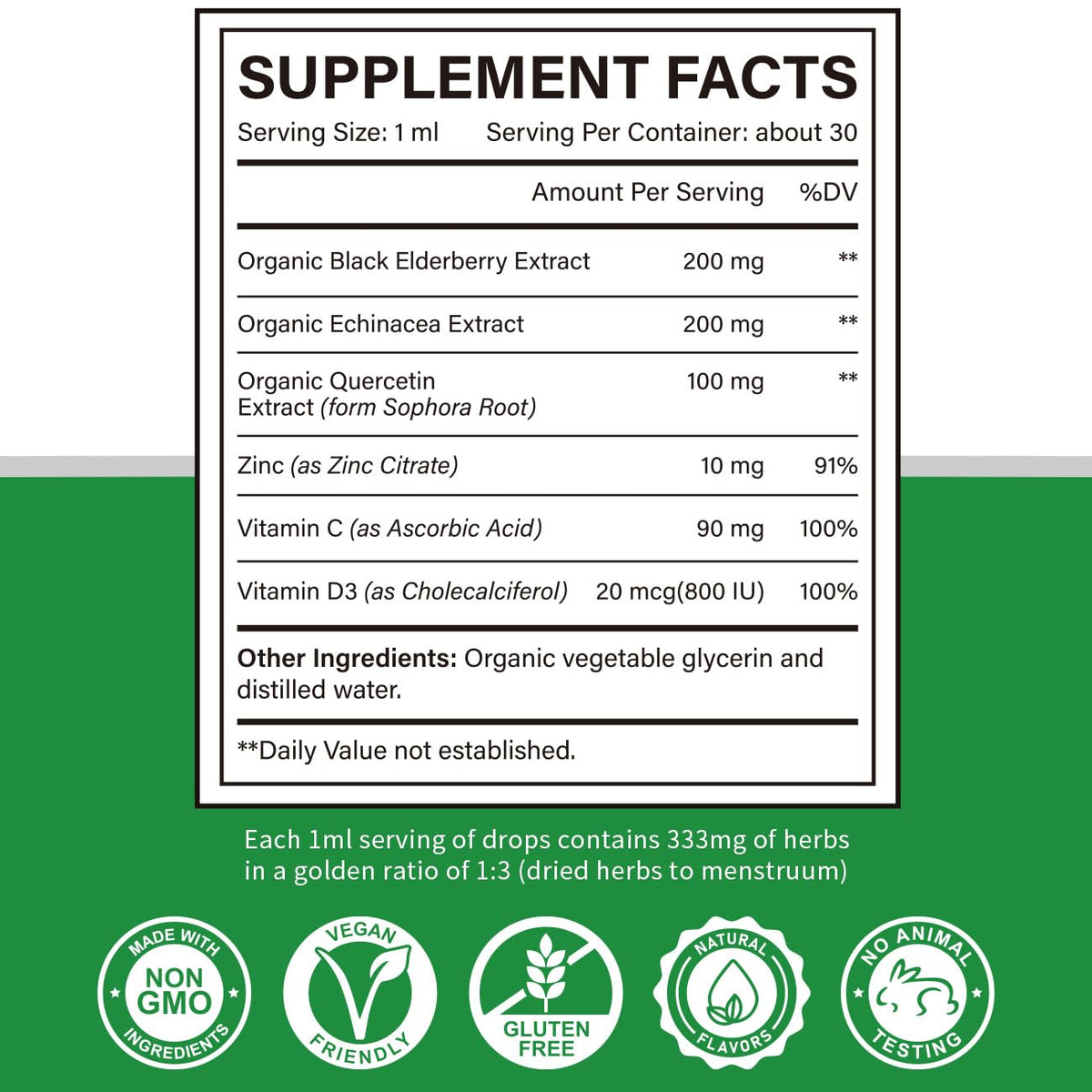 Cofure flacon de 30ml avec ingrédients listés