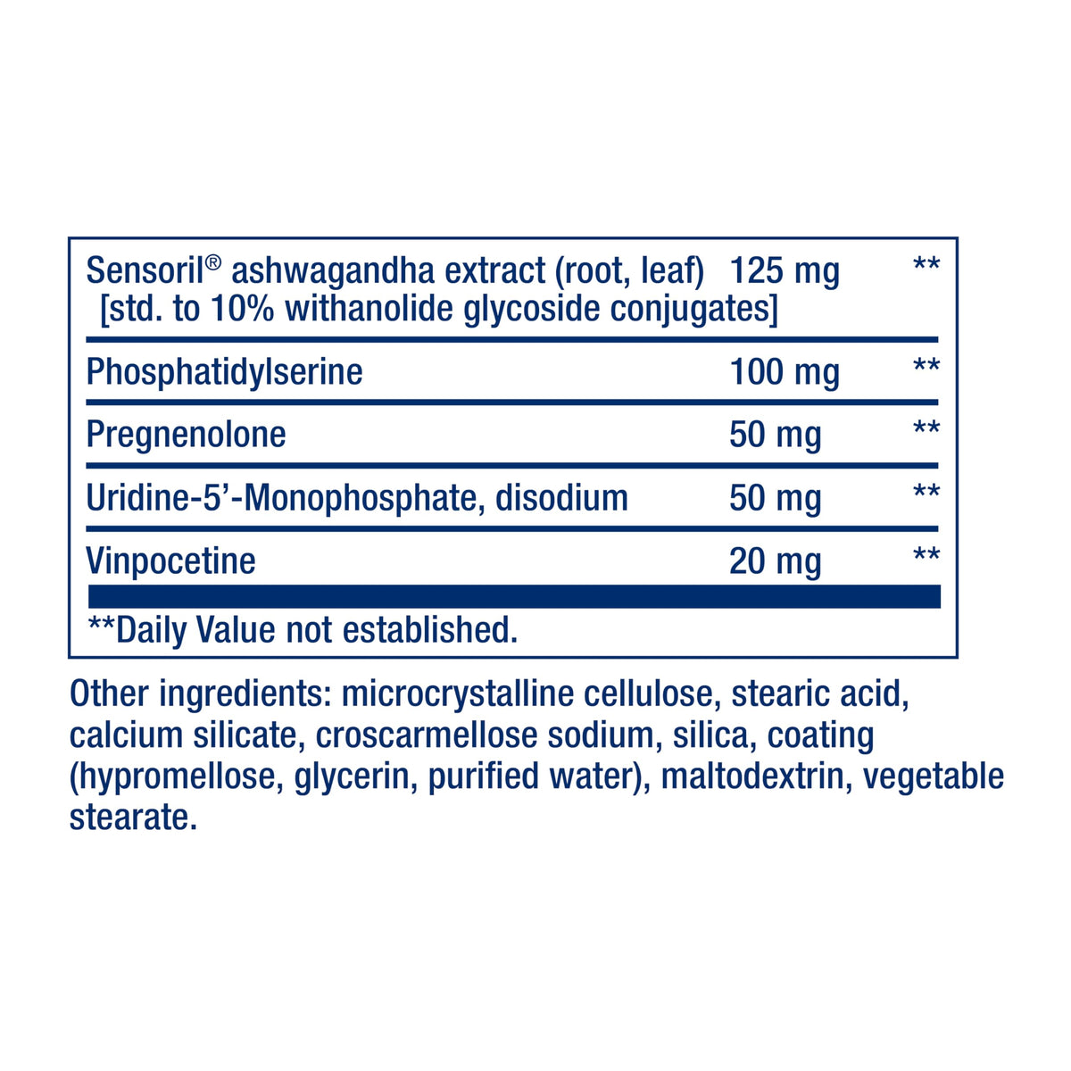 Cognitex® Elite Pregnenolone, vue des comprimés sur une table