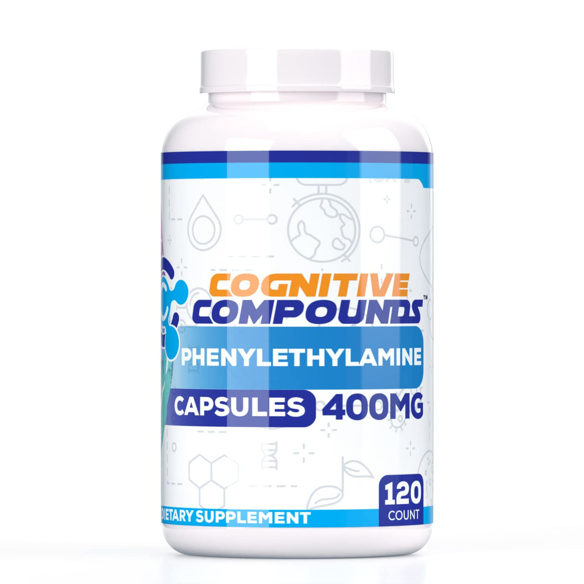 COGNITIVE COMPOUNDS Capsules de Phényléthylamine 120 unités vue de face