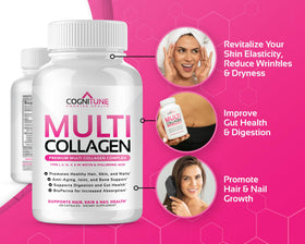 CogniTune Multi Collagen Peptides 2000 mg capsules sur une table