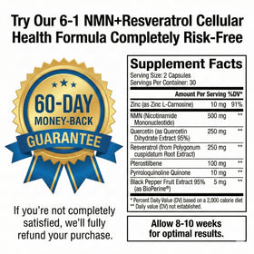 CogniTune NMN 1115mg étiquette arrière avec informations nutritionnelles