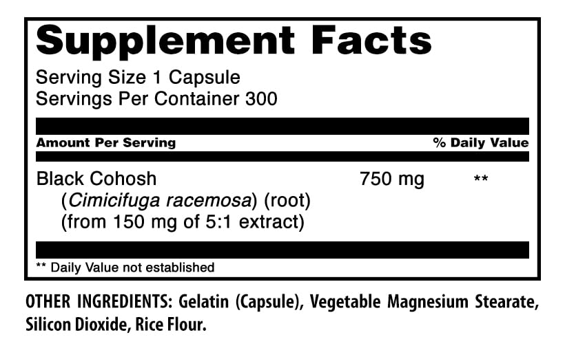 Cohosh Noir 300 capsules Amazing Nutrition emballage