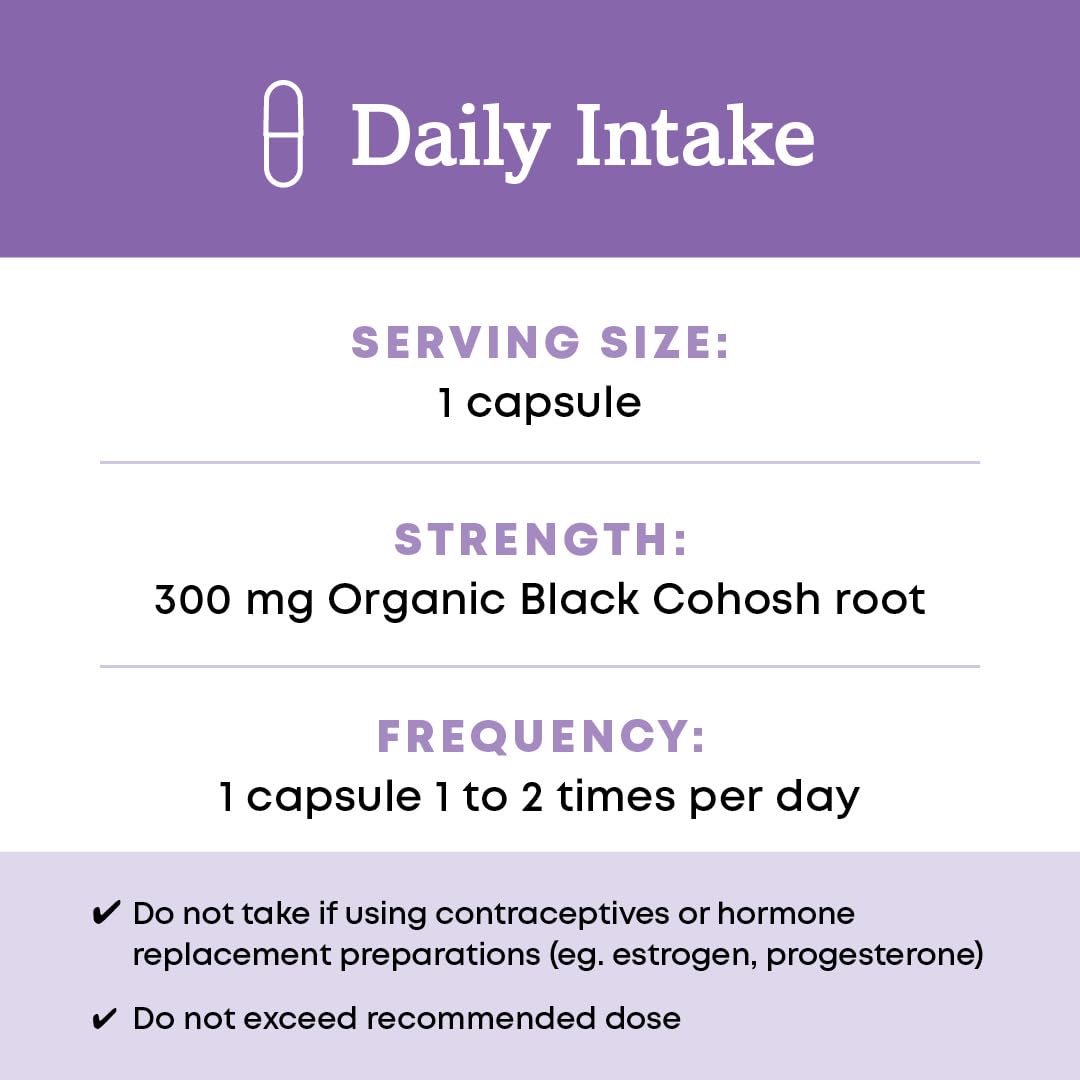 Cohosh Noir Bio Oregon's Wild Harvest, étiquette et informations nutritionnelles