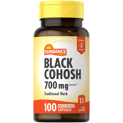 Cohosh Noir Sundance 100 capsules vue avant avec étiquette