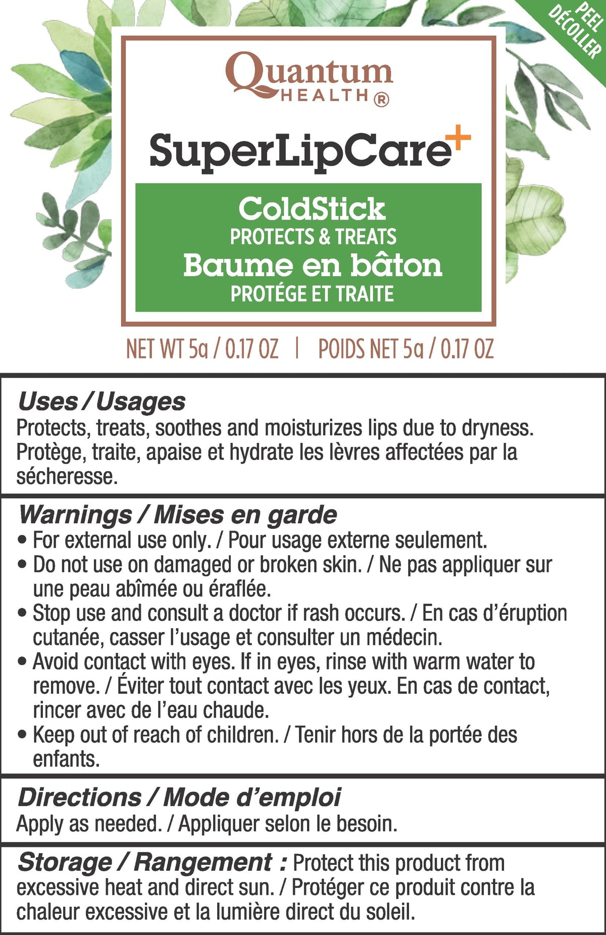 Coldstick Super Lysine Plus de Quantum, côté avec description