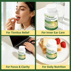 Colivigor Tinnitus 120 capsules - flacon avec capsules ouvertes