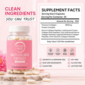 Collagen For Her Multi-Collagène capsules ouvertes avec dosage recommandé