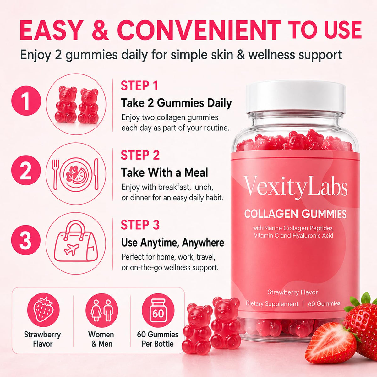Collagen Gummies INDITROP près d'un verre d'eau