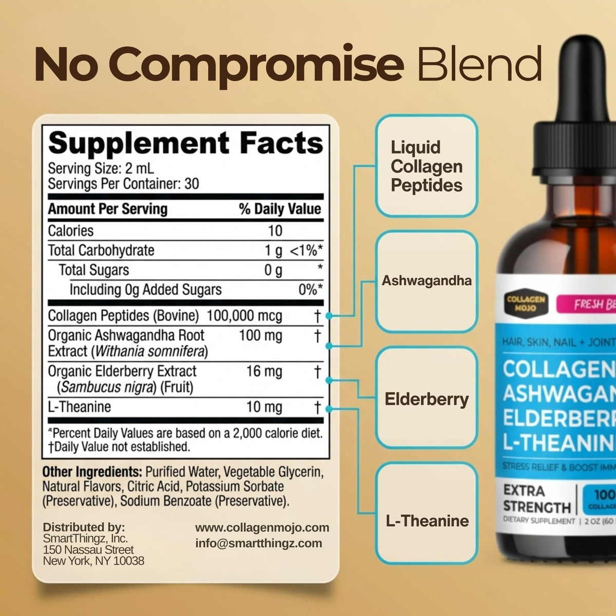 Collagen Mojo collagène liquide Ashwagandha compte-gouttes
