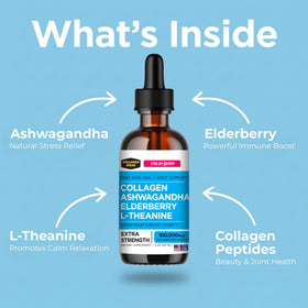 Collagen Mojo collagène liquide Ashwagandha vue arrière du flacon
