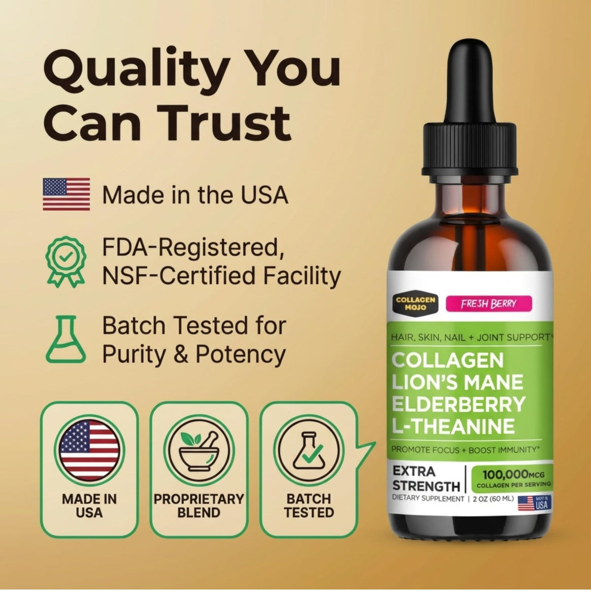 Collagen Mojo collagène liquide Lion's Mane en scène de consommation