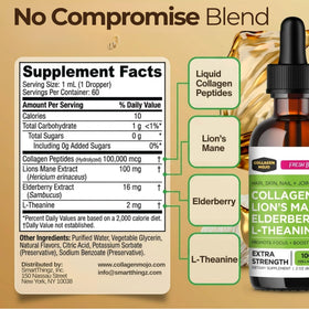 Collagen Mojo collagène liquide Lion's Mane pipette et gouttes