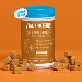 Collagen Peptides Caramel Salé de Vital Proteins, vue de côté