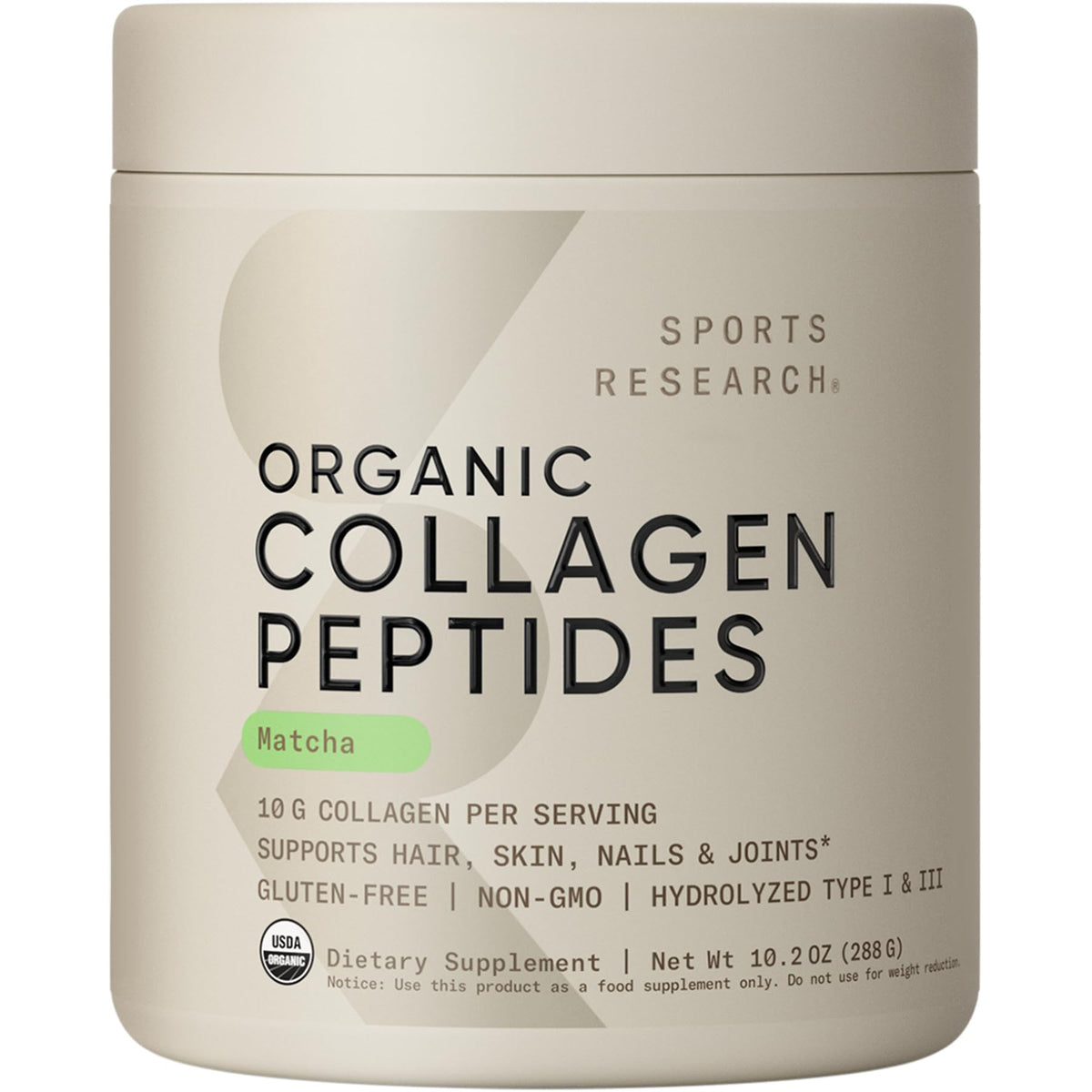 Collagen Peptides Sports Research avec Matcha 381g emballage avant
