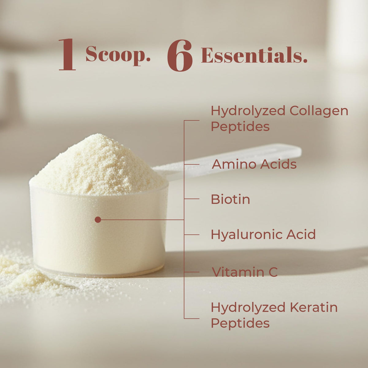 Collagen Project Poudre de Collagène 6-en-1 721g avec une cuillère dans un bol