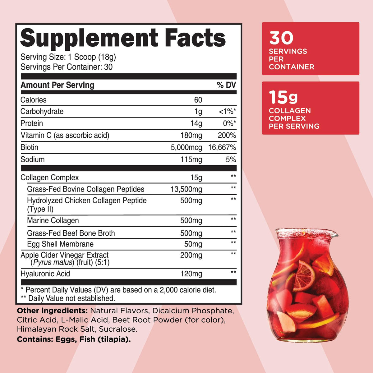 Collagène Beauté Saveur Fruit Punch mesure de poudre