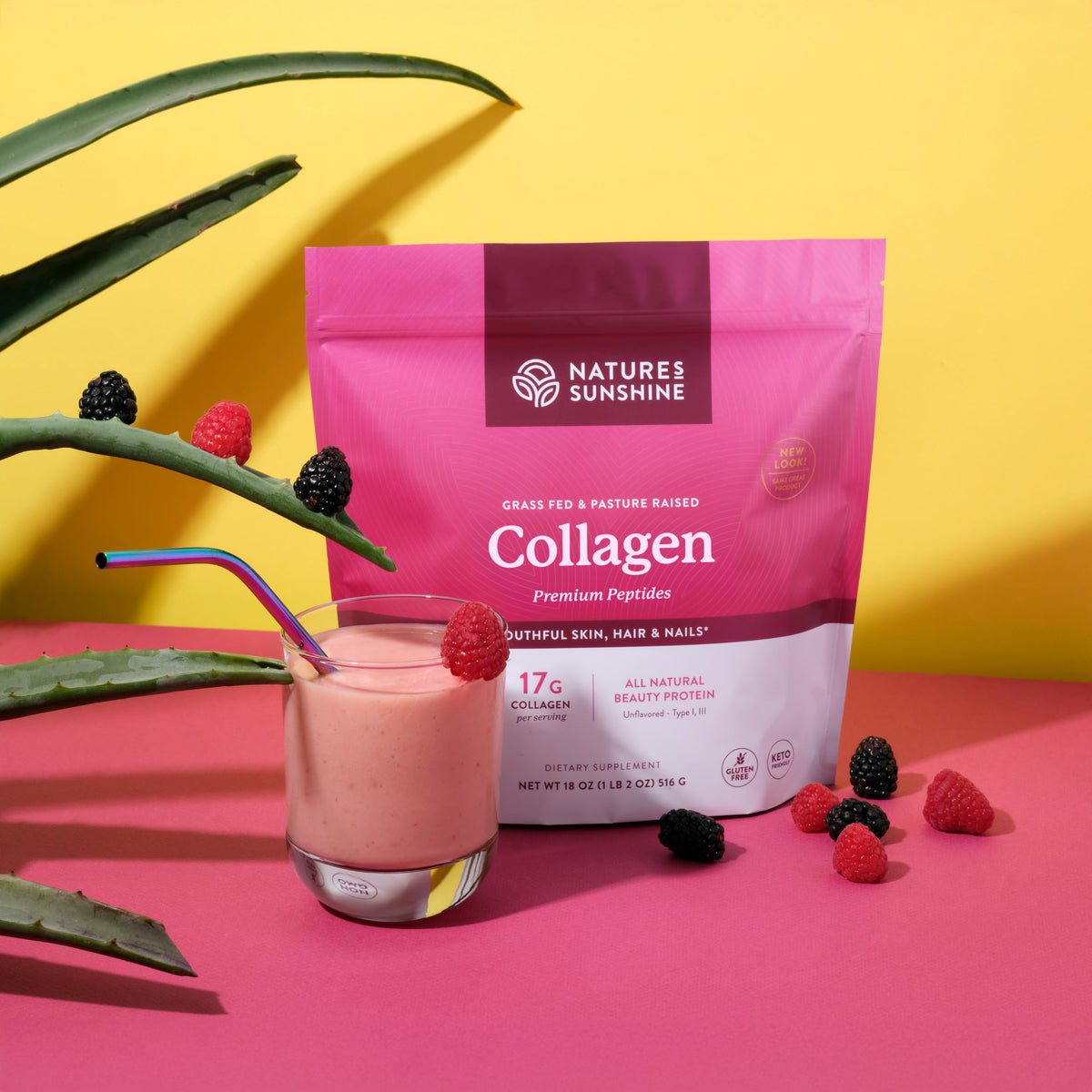 Collagène bovin Nature's Sunshine 572g avec cuillère de mesure