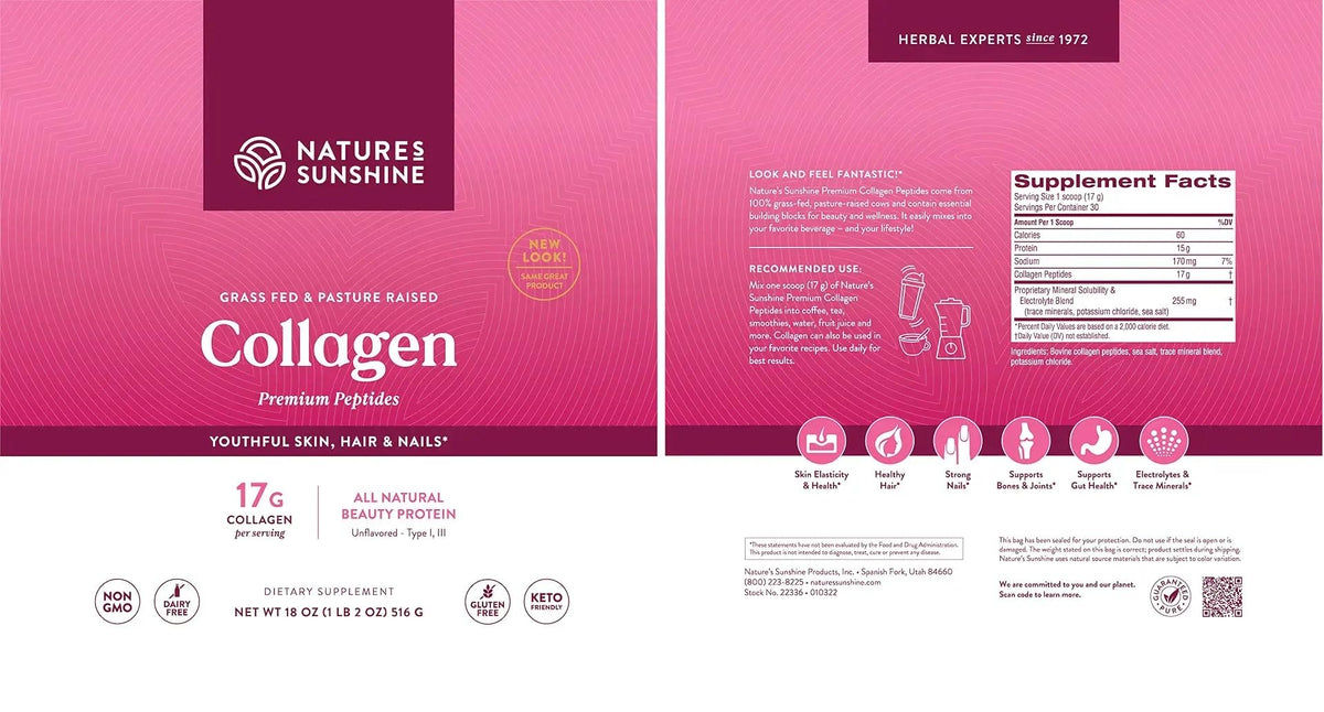 Collagène bovin Nature's Sunshine sur un plan de travail