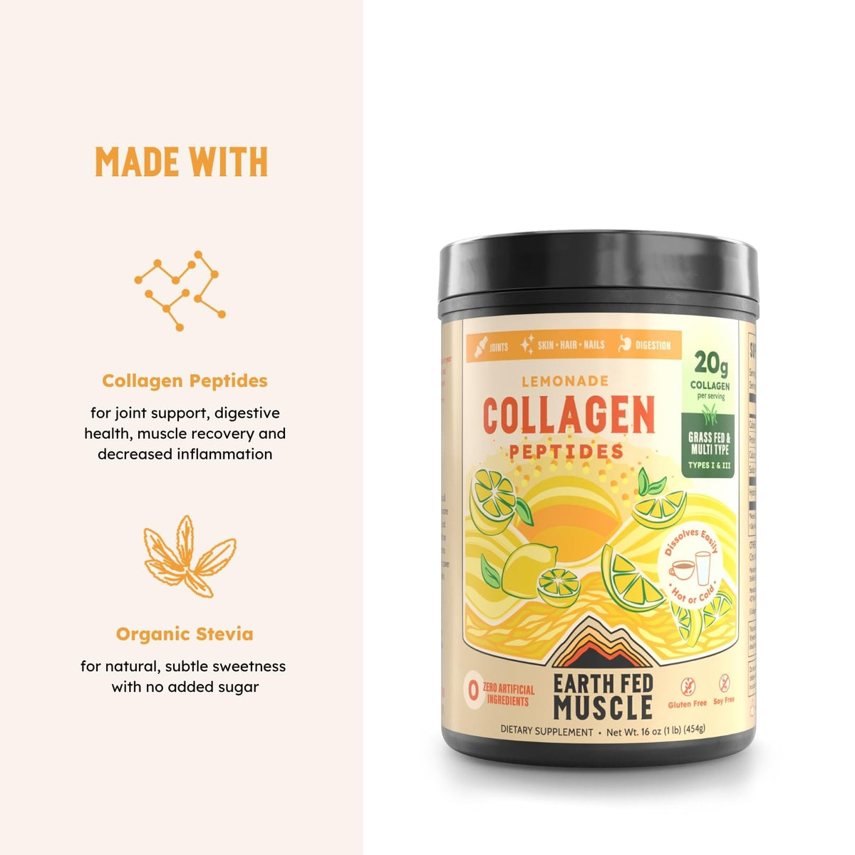 Collagène Earth Fed Muscle en poudre sur une cuillère