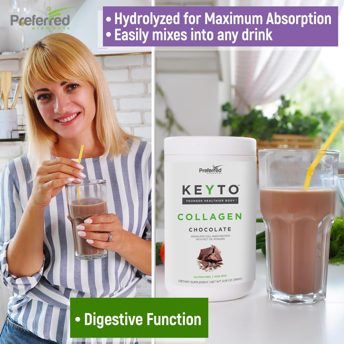Collagène Keto au chocolat dans un smoothie
