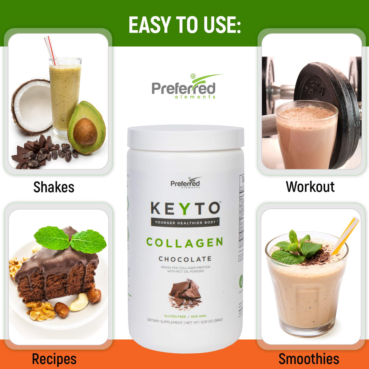 Collagène Keto en poudre sur une table en bois