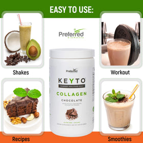 Collagène Keto en poudre sur une table en bois