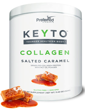 Collagène Keto Preferred Elements en poudre au caramel salé, vue de face