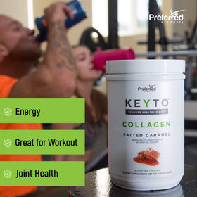 Collagène Keto Preferred Elements en poudre dans un verre