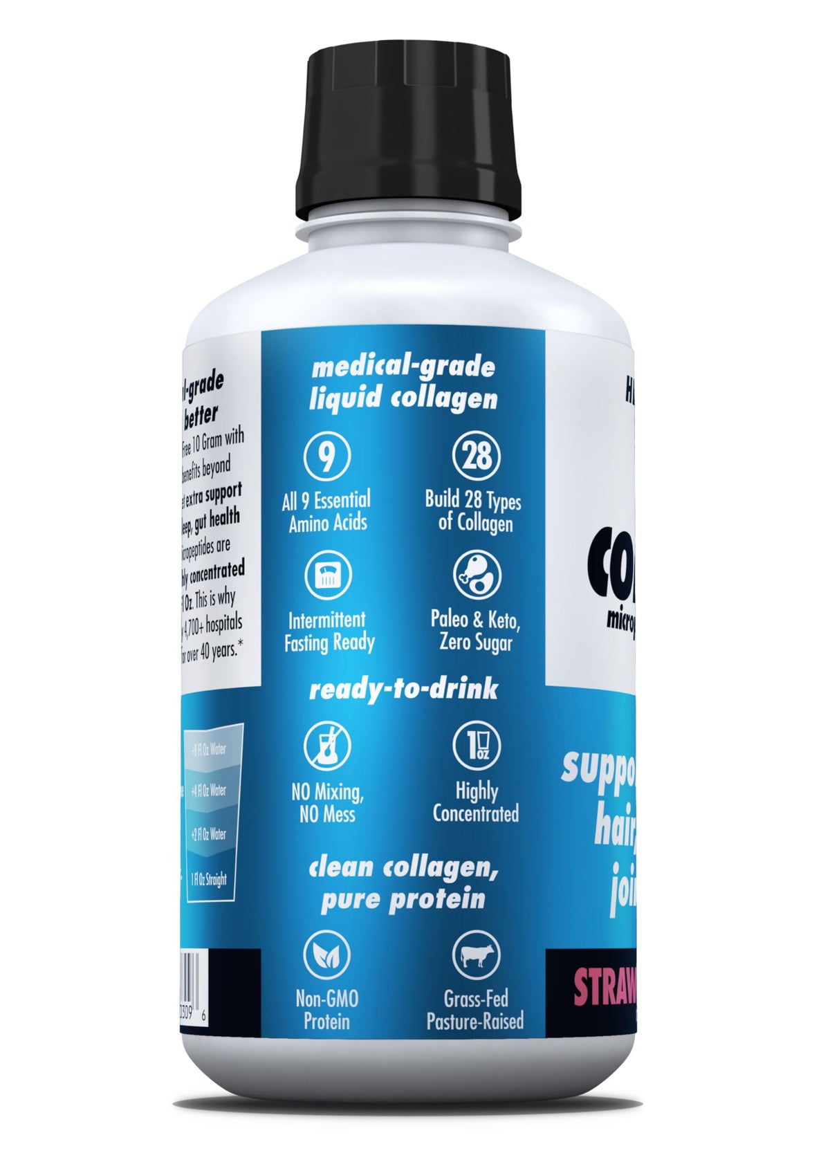 Collagène liquide AminoSculpt à côté de divers compléments alimentaires