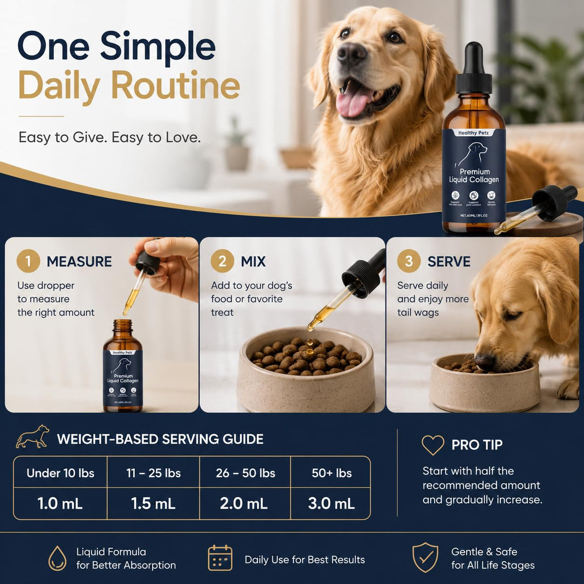 Collagène liquide HEALTHY PETZ avec des ingrédients naturels